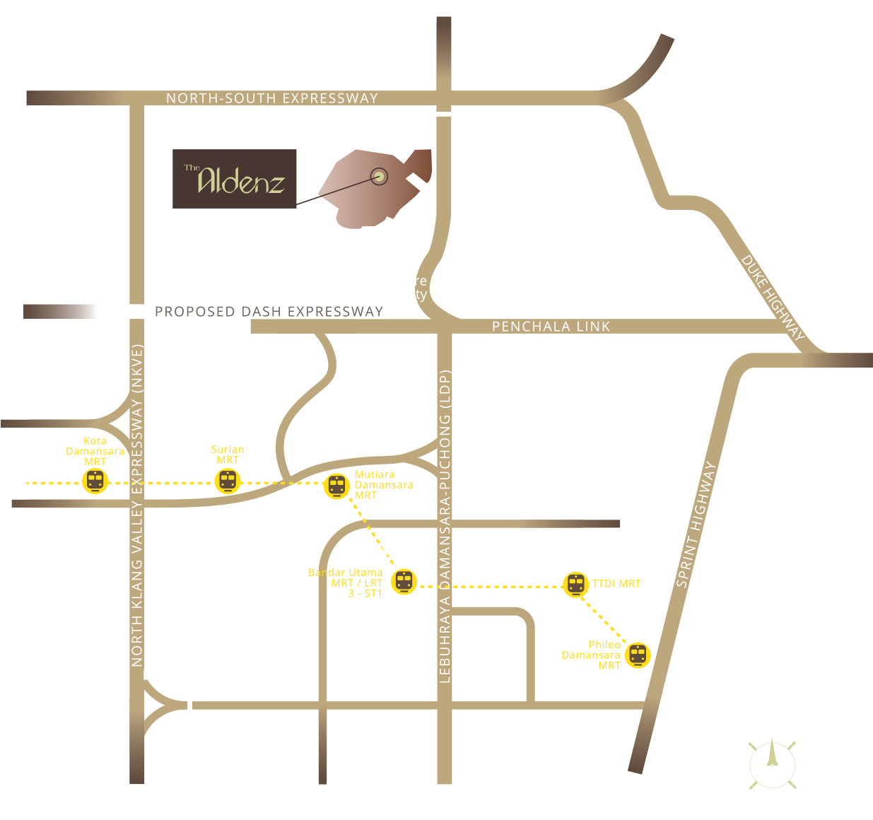 Official location map for The Aldenz at Central Park Damansara